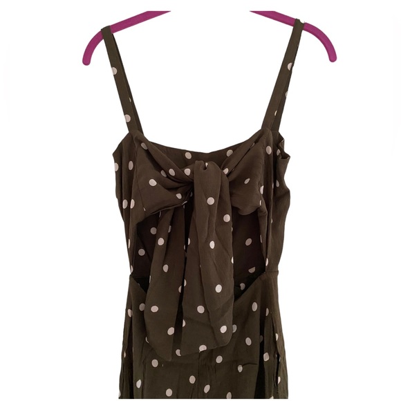 NWOT Anthropologie green jumpsuit with bow tie in the back - Picture 7 of 9